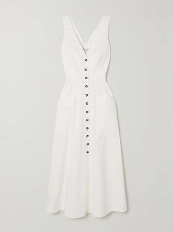 SALONI Zoe cutout stretch-cotton poplin dress