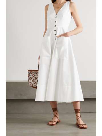 SALONI Zoe cutout stretch-cotton poplin dress