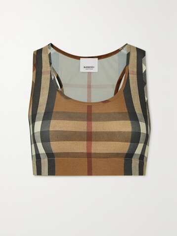 BURBERRY Bustier aus kariertem Stretch-Jersey