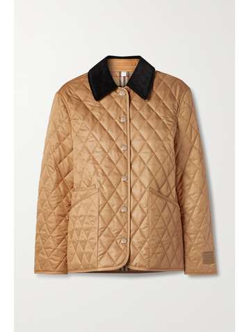 BURBERRY Veste en tissu technique matelassé à finitions en velours côtelé