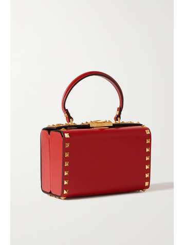VALENTINO Valentino Garavani Box Rockstud textured-leather tote