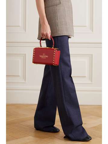 VALENTINO Valentino Garavani Box Rockstud textured-leather tote