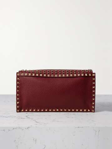 VALENTINO Valentino Garavani Rockstud small textured-leather clutch