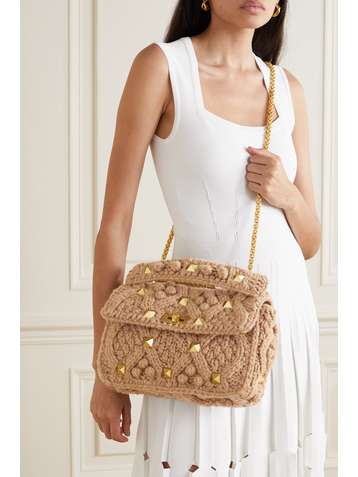 VALENTINO Valentino Garavani Roman Stud large cashmere shoulder bag