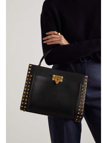 VALENTINO Valentino Garavani Rockstud medium textured-leather tote