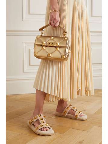 VALENTINO Valentino Garavani Roman Stud quilted metallic leather shoulder bag