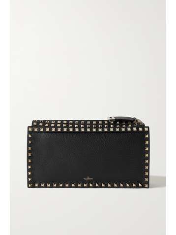 VALENTINO Valentino Garavani Rockstud small textured-leather clutch