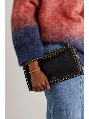 VALENTINO Valentino Garavani Rockstud small textured-leather clutch