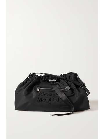 ALEXANDER MCQUEEN The Bundle Schultertasche aus Shell mit Lederbesätzen und Stickerei