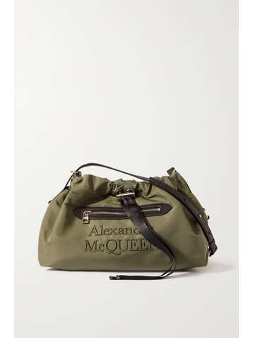 ALEXANDER MCQUEEN The Bundle Schultertasche aus Shell mit Lederbesätzen und Stickerei