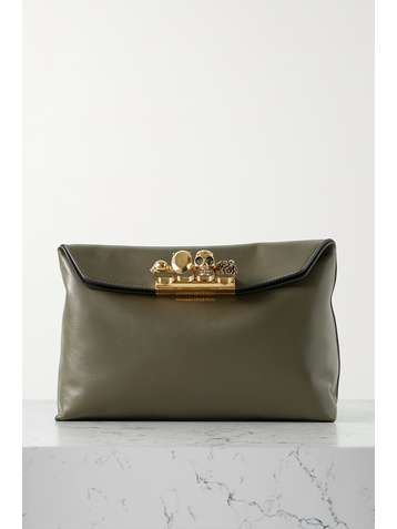 ALEXANDER MCQUEEN Four Ring embellished leather pouch