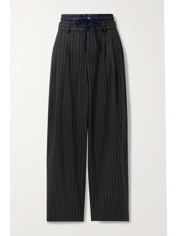 MONSE Shell-trimmed pinstriped wool-blend straight-leg pants