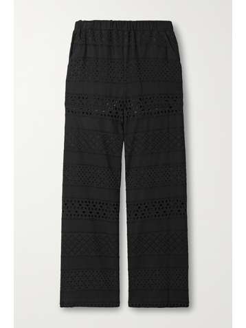 ALICE + OLIVIA Pantalon droit en broderie anglaise de voile Adele