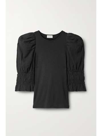 BY MALENE BIRGER Decondon cotton-jersey and shirred ramie-gauze top