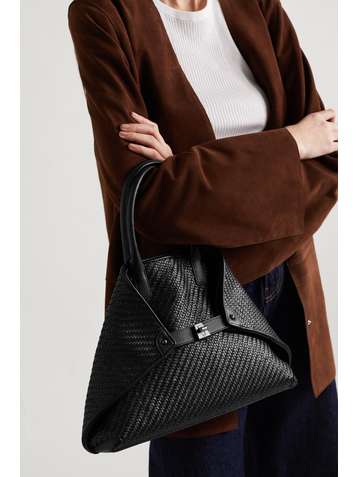 AKRIS Ai small woven textured-leather tote