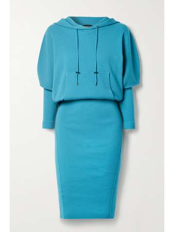 TOM FORD Hooded ribbed cashmere-blend dress