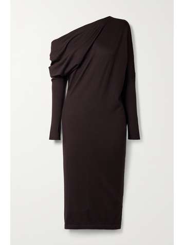 TOM FORD One-shoulder cashmere and silk-blend midi dress