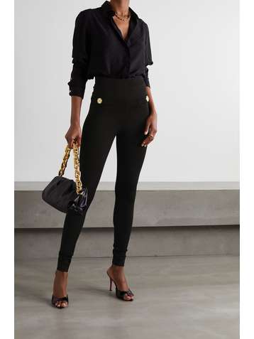 BALMAIN Legging en mailles point de Rome stretch à boutons