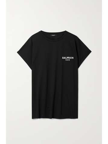 BALMAIN T-Shirt aus Baumwoll-Jersey mit Flockdruck