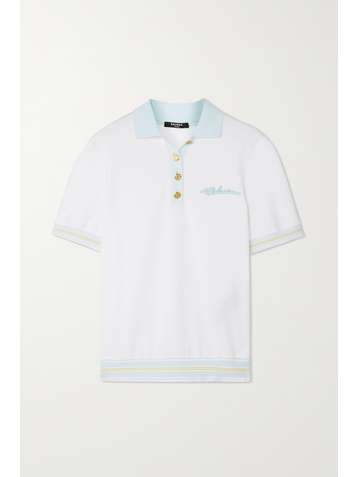 BALMAIN Polo en jersey de coton à broderies