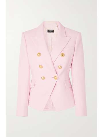BALMAIN Double-breasted cotton-piqué blazer