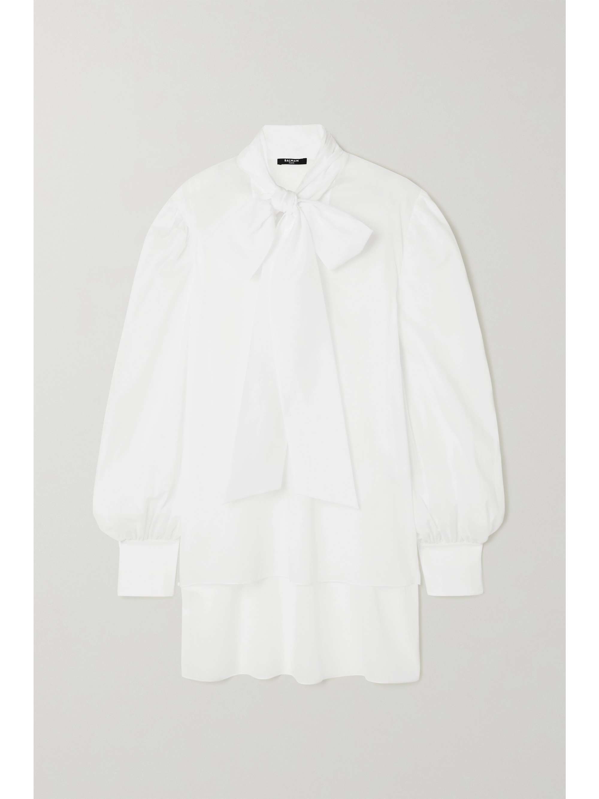 Pussy-bow cotton-voile blouse | BALMAIN 