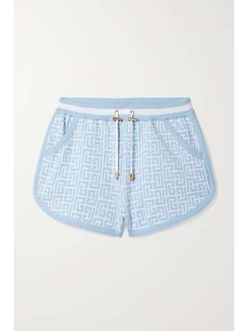 BALMAIN Short en mailles jacquard de laine mélangée