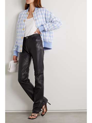 BALMAIN Houndstooth cotton-blend tweed bomber jacket