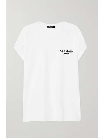 BALMAIN T-Shirt aus Baumwoll-Jersey mit Flockdruck