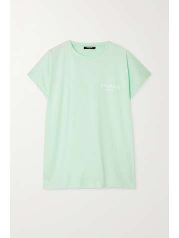 BALMAIN T-Shirt aus Baumwoll-Jersey mit Flockdruck