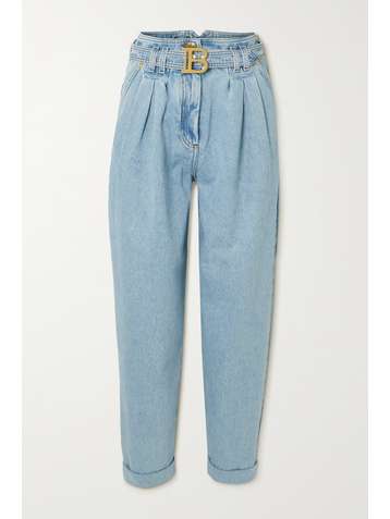 BALMAIN Belted high-rise boyfriend jeans