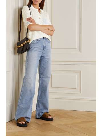 BALMAIN Polo en laine mérinos à mailles torsadées et à broderie