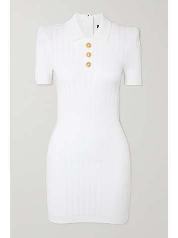 BALMAIN Mini-robe en mailles côtelées à boutons
