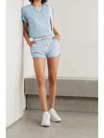BALMAIN T-shirt raccourci en jersey de coton floqué