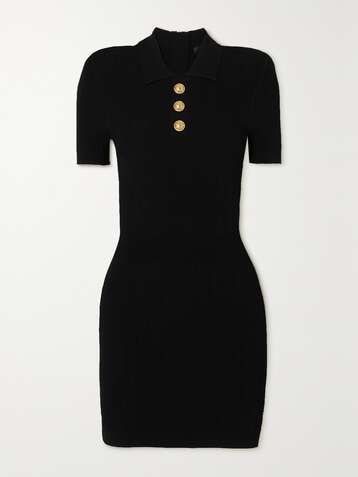 BALMAIN Mini-robe en mailles côtelées à boutons