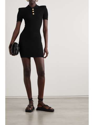 BALMAIN Mini-robe en mailles côtelées à boutons