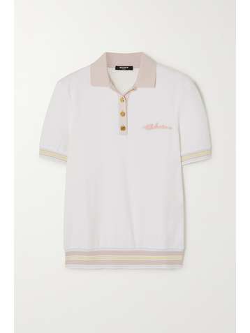 BALMAIN Polo en jersey de coton à broderies