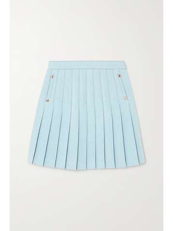 BALMAIN Mini-jupe en coton mélangé plissée à boutons