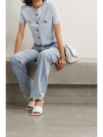 BALMAIN Cardigan en mailles jacquard métallisées à boutons