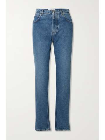 LOEWE Hoch sitzende Jeans mit geradem Bein und Lederbesatz