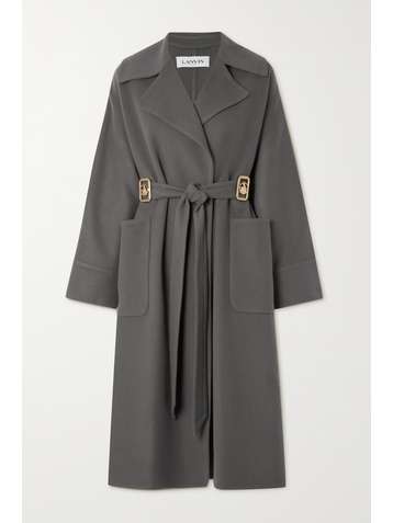 LANVIN Mantel aus einer Mischung aus Wolle, Kaschmir und Seide mit Verzierungen und Bindegürtel