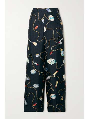LANVIN Printed silk-twill wide-leg pants