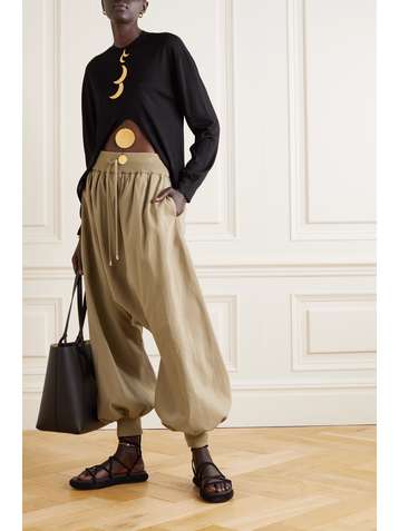 LOEWE Hose aus einer gerippten Seidenmischung mit Wollbesätzen