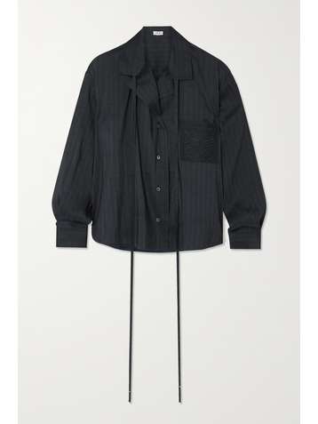 LOEWE Bluse aus gestreiftem Voile aus einer Leinen-Seidenmischung mit Stickerei