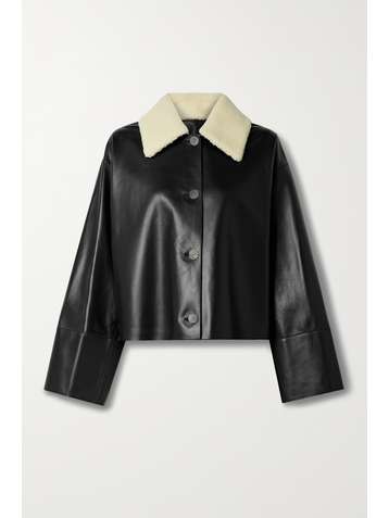 LOEWE Oversized shearling-trimmed leather jacket