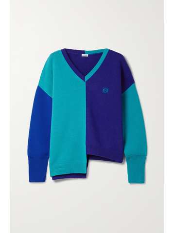 LOEWE Asymmetrischer Pullover aus Wolle in Colour-Block-Optik