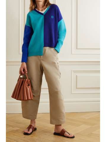 LOEWE Asymmetrischer Pullover aus Wolle in Colour-Block-Optik