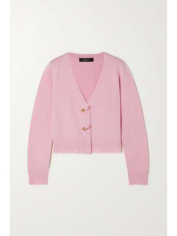 VERSACE Cardigan aus einer Kaschmir-Wollmischung mit Verzierungen und Distressed-Details