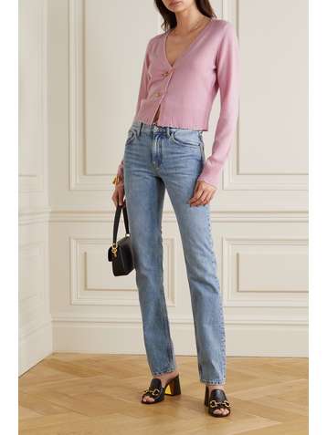 VERSACE Cardigan aus einer Kaschmir-Wollmischung mit Verzierungen und Distressed-Details