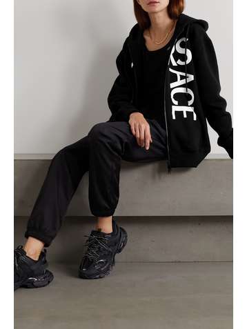 VERSACE Printed cotton-blend jersey hoodie